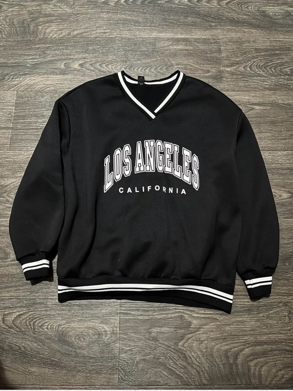 SHEIN Black Los Angeles California Varsity Pullover